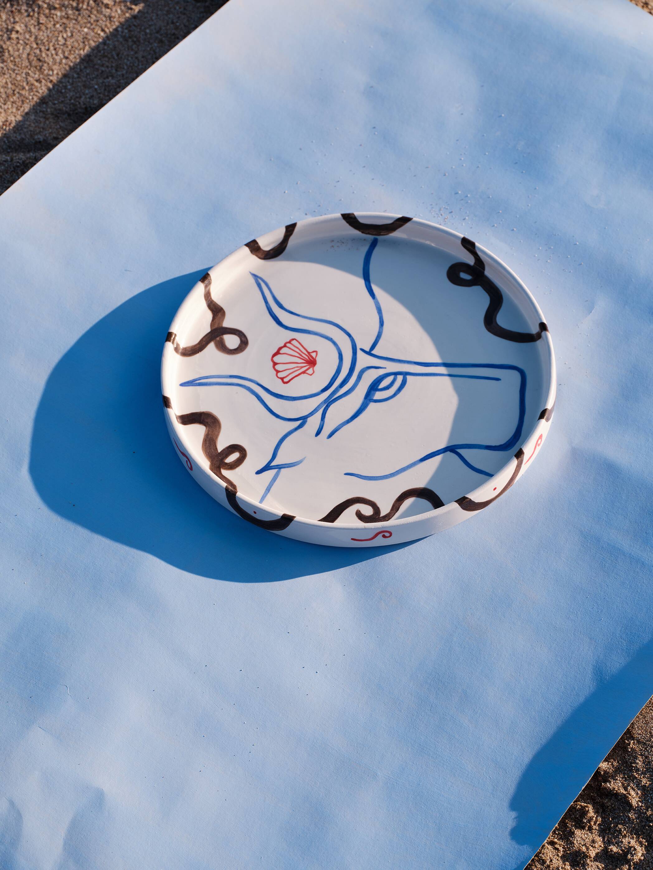 Taureau blanc - plateau en céramique