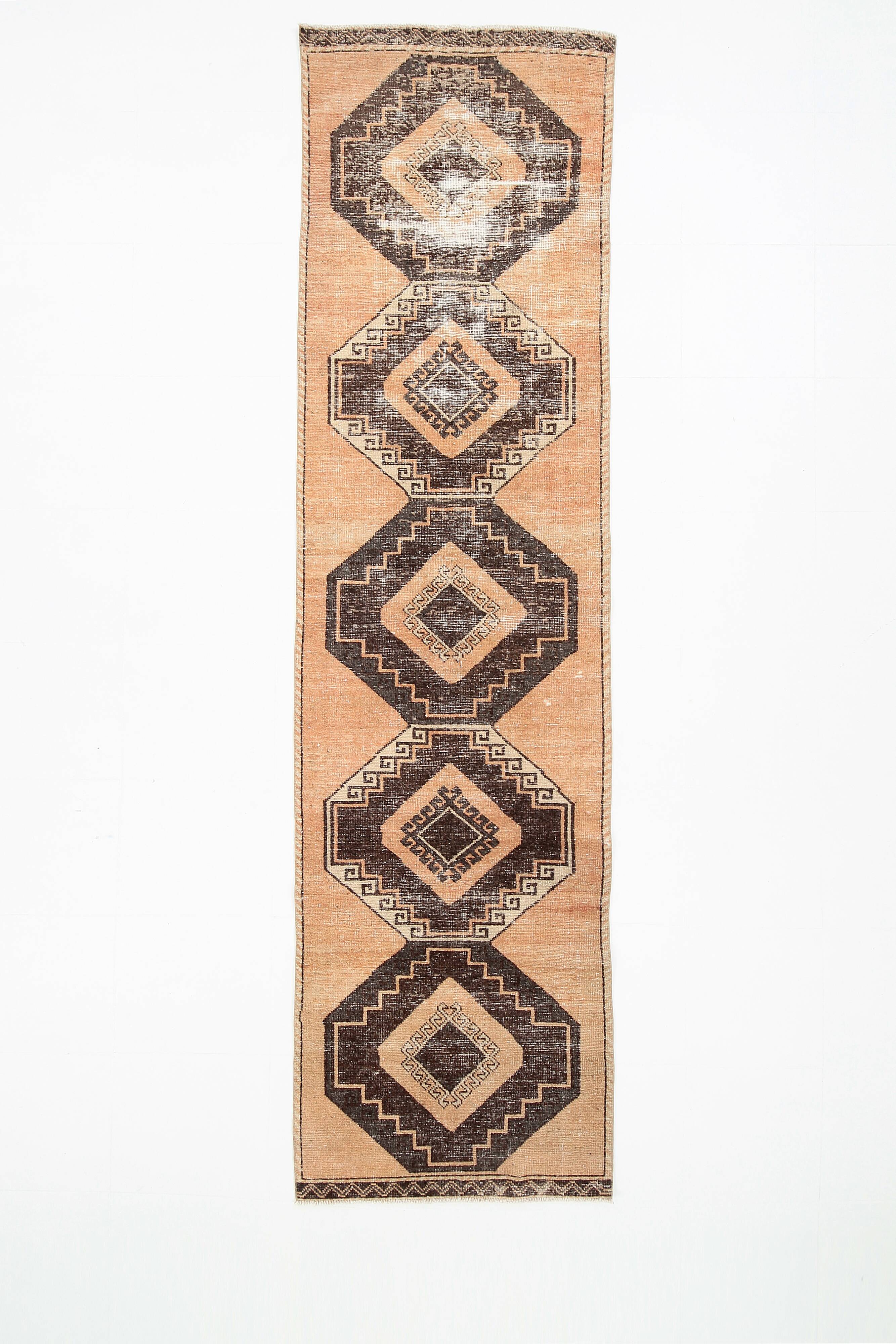 3x11 Rug For Hallway Brown Vintage Persian Runner Rug, 94x345Cm SK 5284