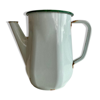 Coffee maker pitcher pale green enamelled sheet metal