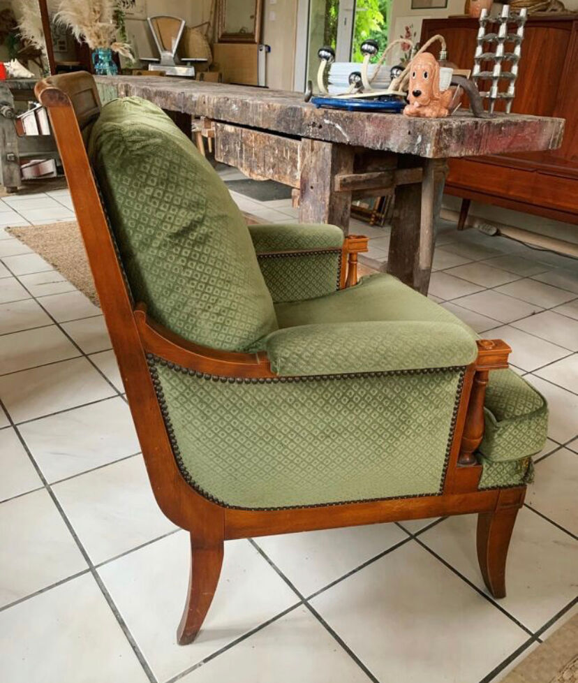 Green "Bergère" armchair