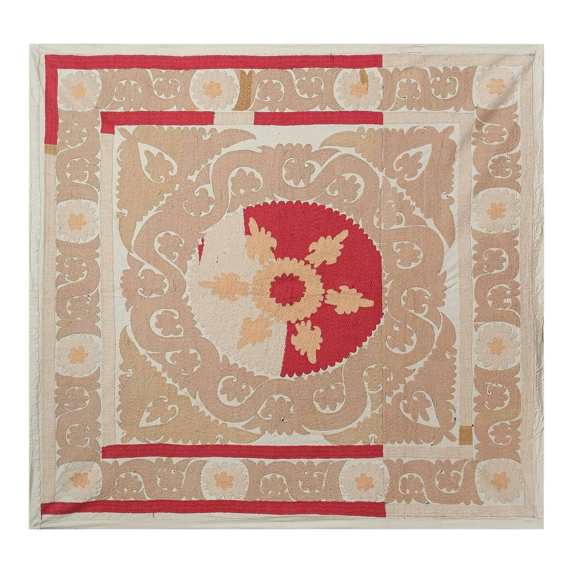 Vintage hand-embroidered tribal tapestry 135x142 cm