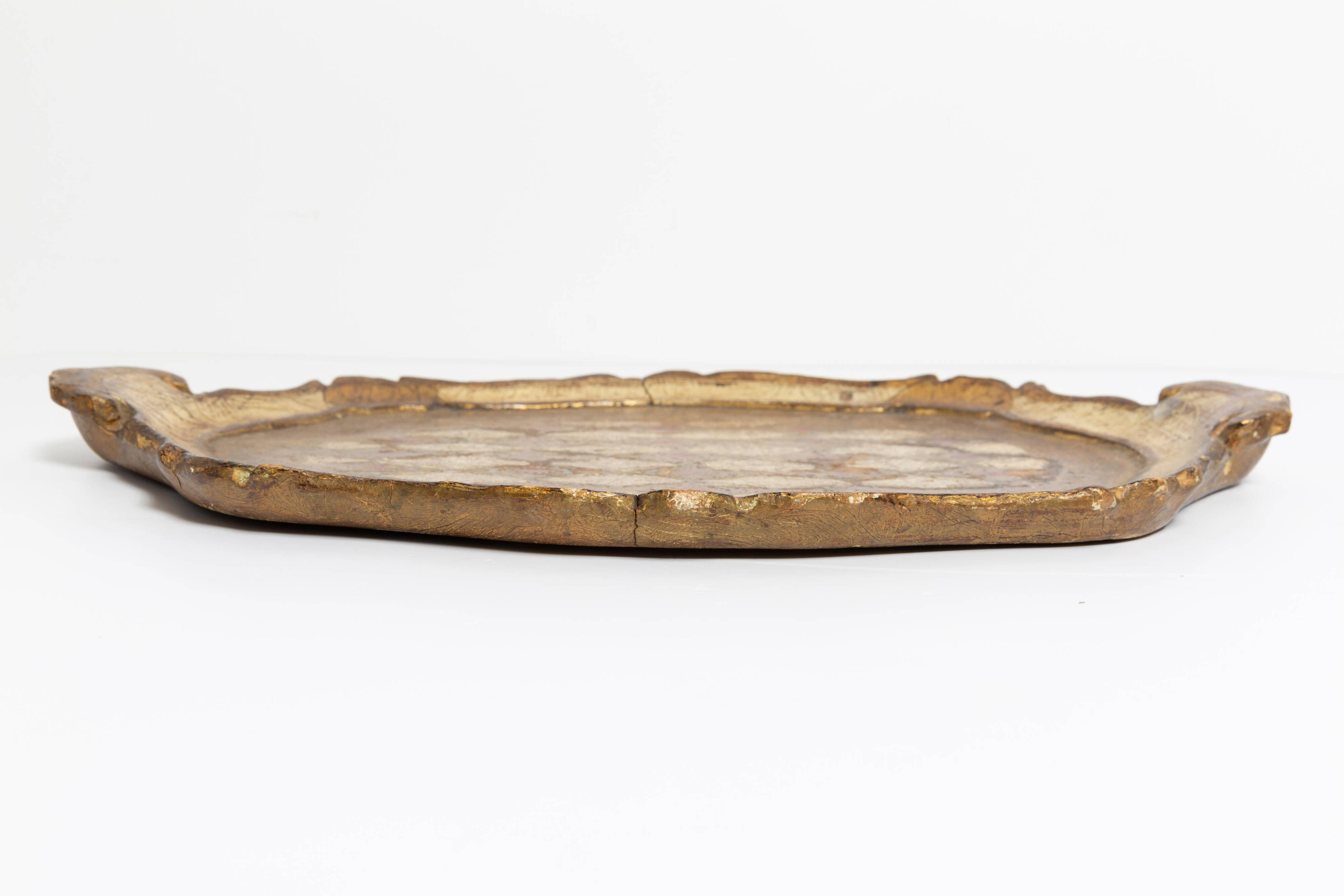 Vintage beige wooden decorative plate, Italy, 1960s