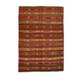 Tapis Kilim vintage marron et rouge fait main 5x7, 153x220 cm