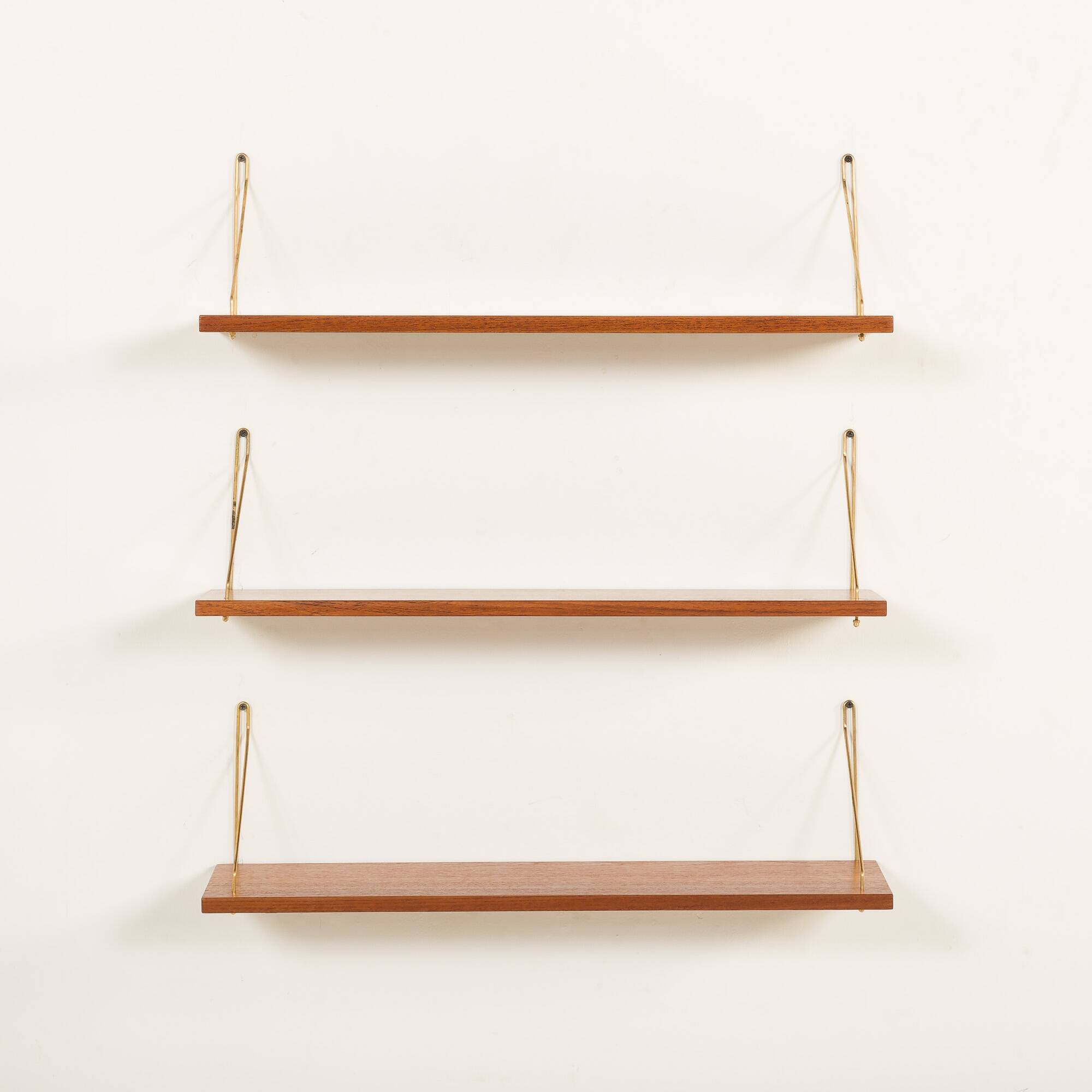 Danish mid century teak floating shelves set of 3, 1960s