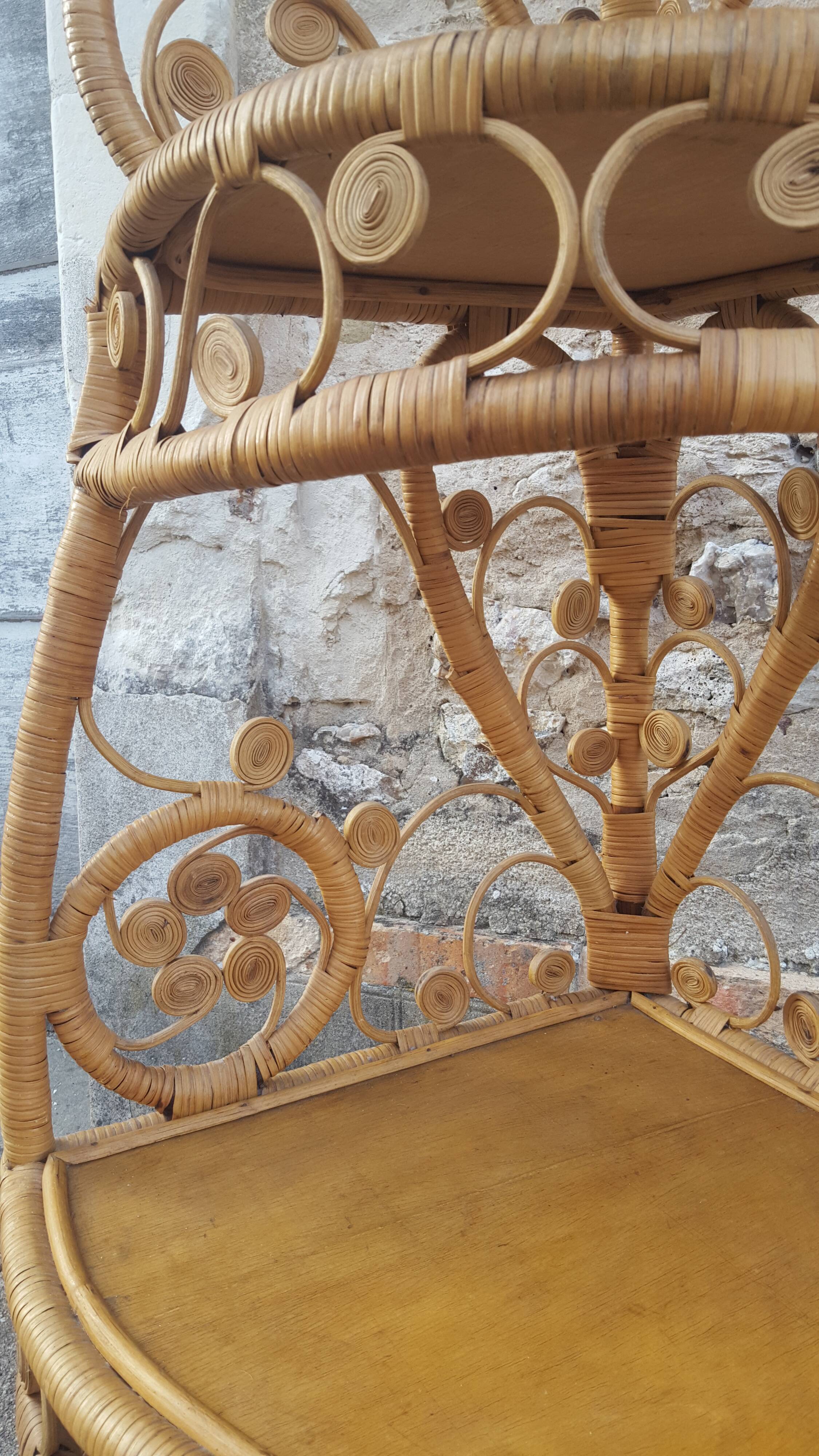 Vintage rattan notch shelf