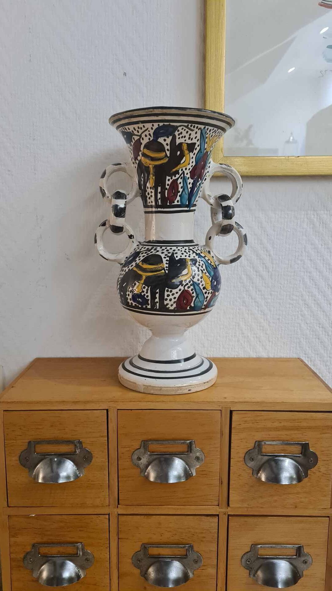 Artisanal vase in glazed ceramic, vintage 50s