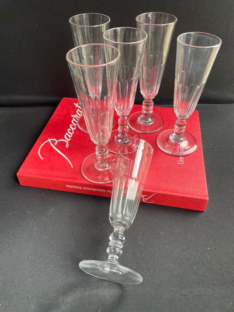 6 champagne flutes baccarat service clermont - xixth