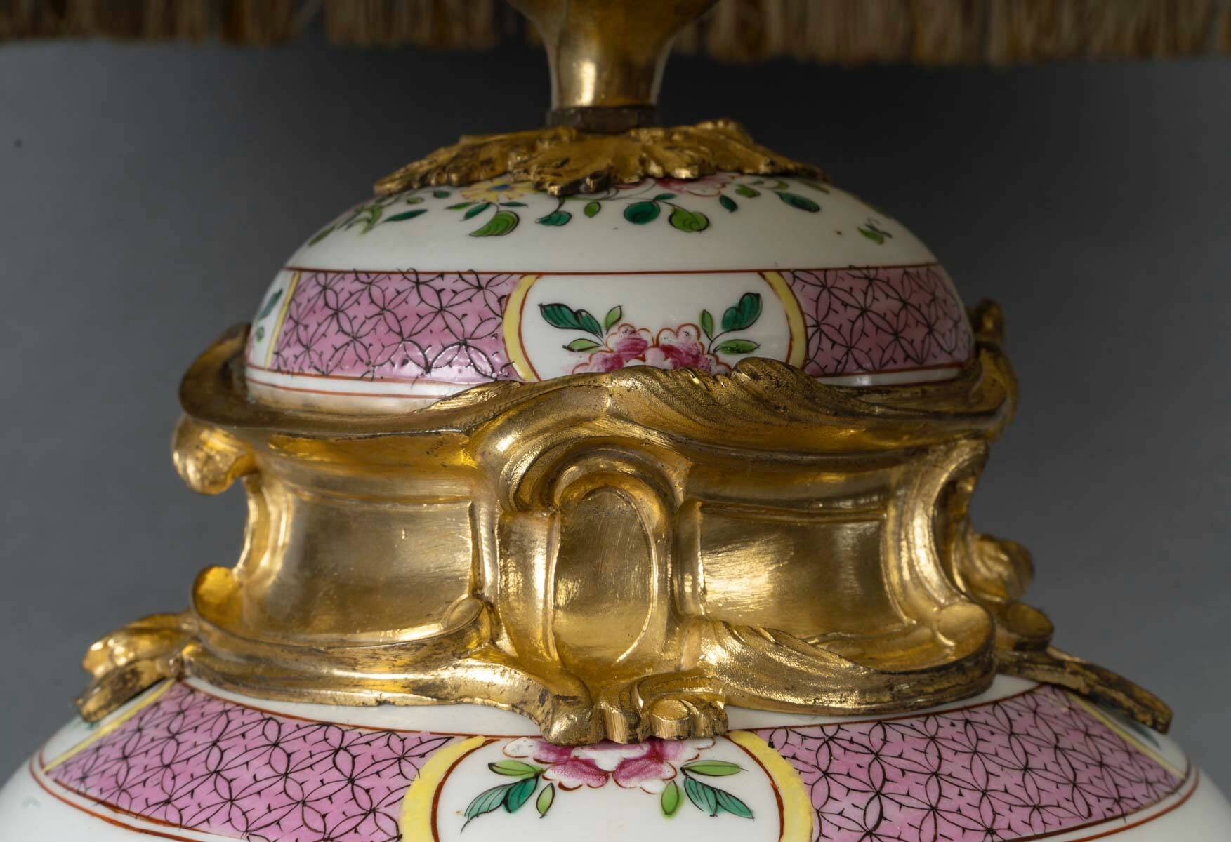 Porcelain Lamp by Samson, Famille Rose Style, 19th Century
