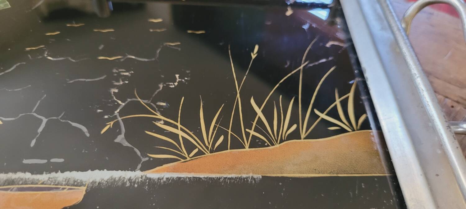 30s painted glass tray