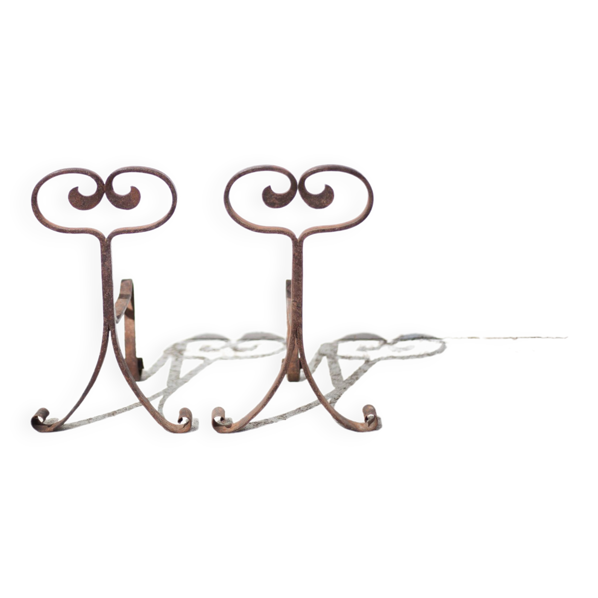 Wrought iron fireplace andirons