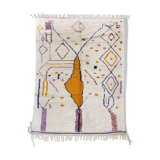 Moroccan Berber carpet azilal ecru with colorful patterns 300x196cm