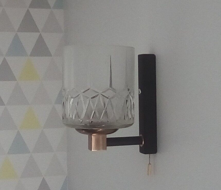 Wall light thick molded glass and 50s brass