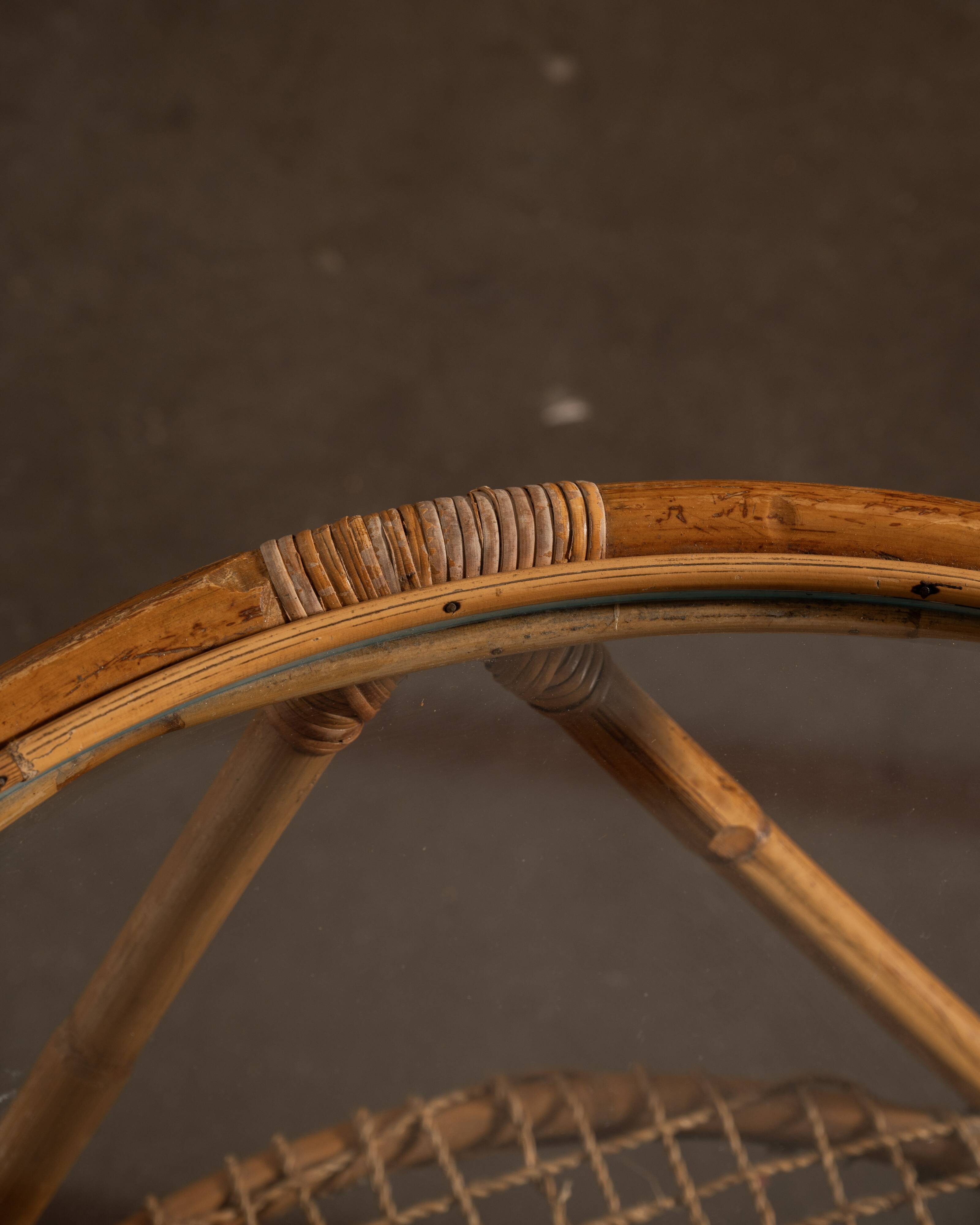 Rattan and glass coffee table