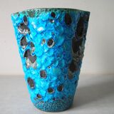Old blue ceramic vase terracotta sea foam 22 cm living room office decoration