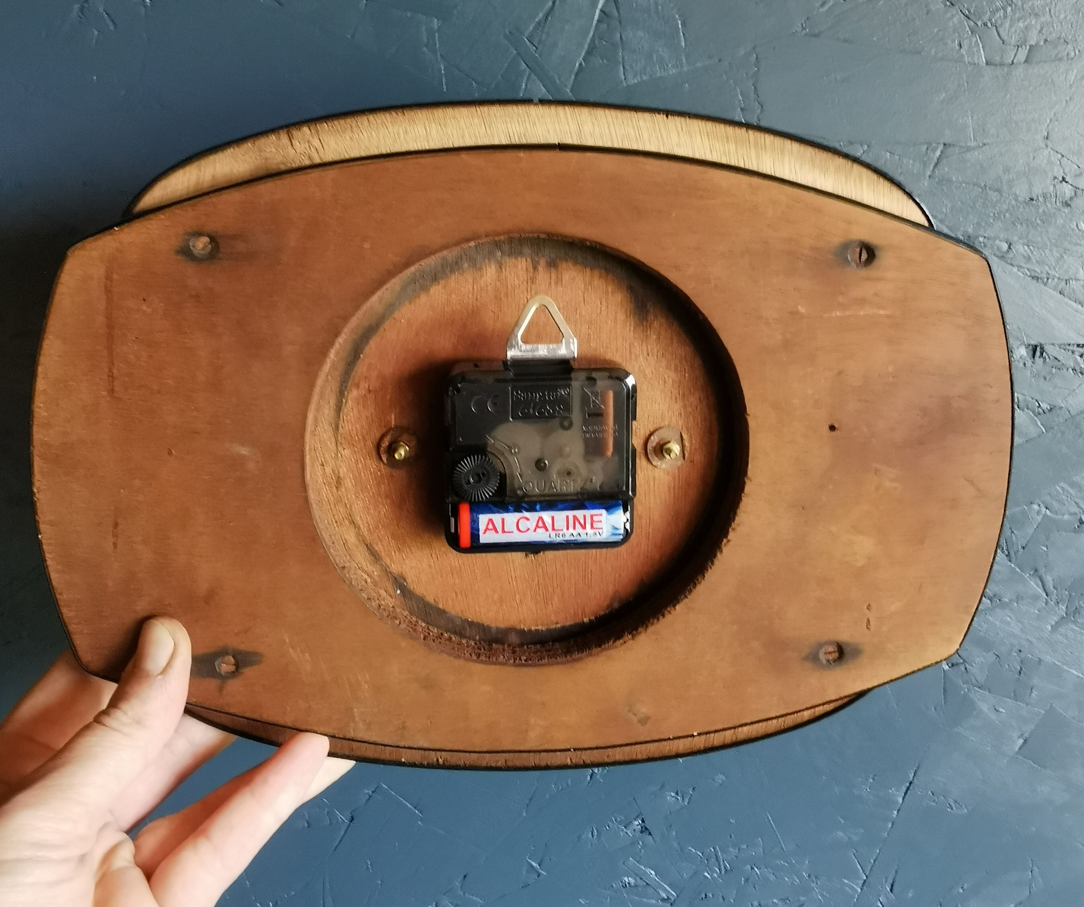 Vintage formica clock rectangular silent wall clock "Lora yellow black"