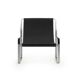 Contemporary Artisan Chaise Longue in aged silver steel and black leather