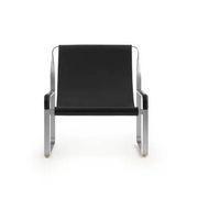 Contemporary Artisan Chaise Longue in aged silver steel and black leather