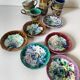 Tasses et soucoupes Morvan en céramique émaillée polychrome