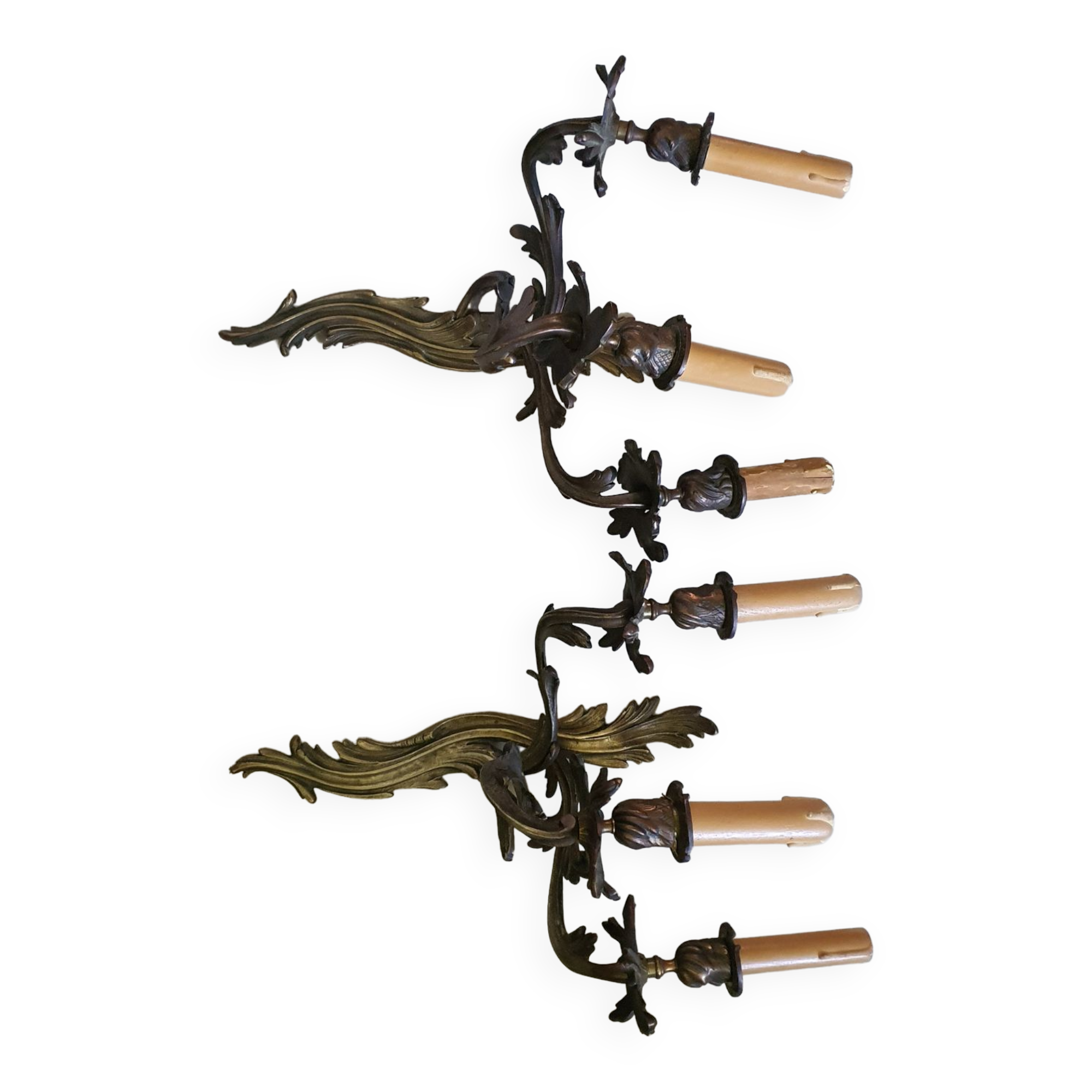 Pair of Louis XV bronze wall lamps