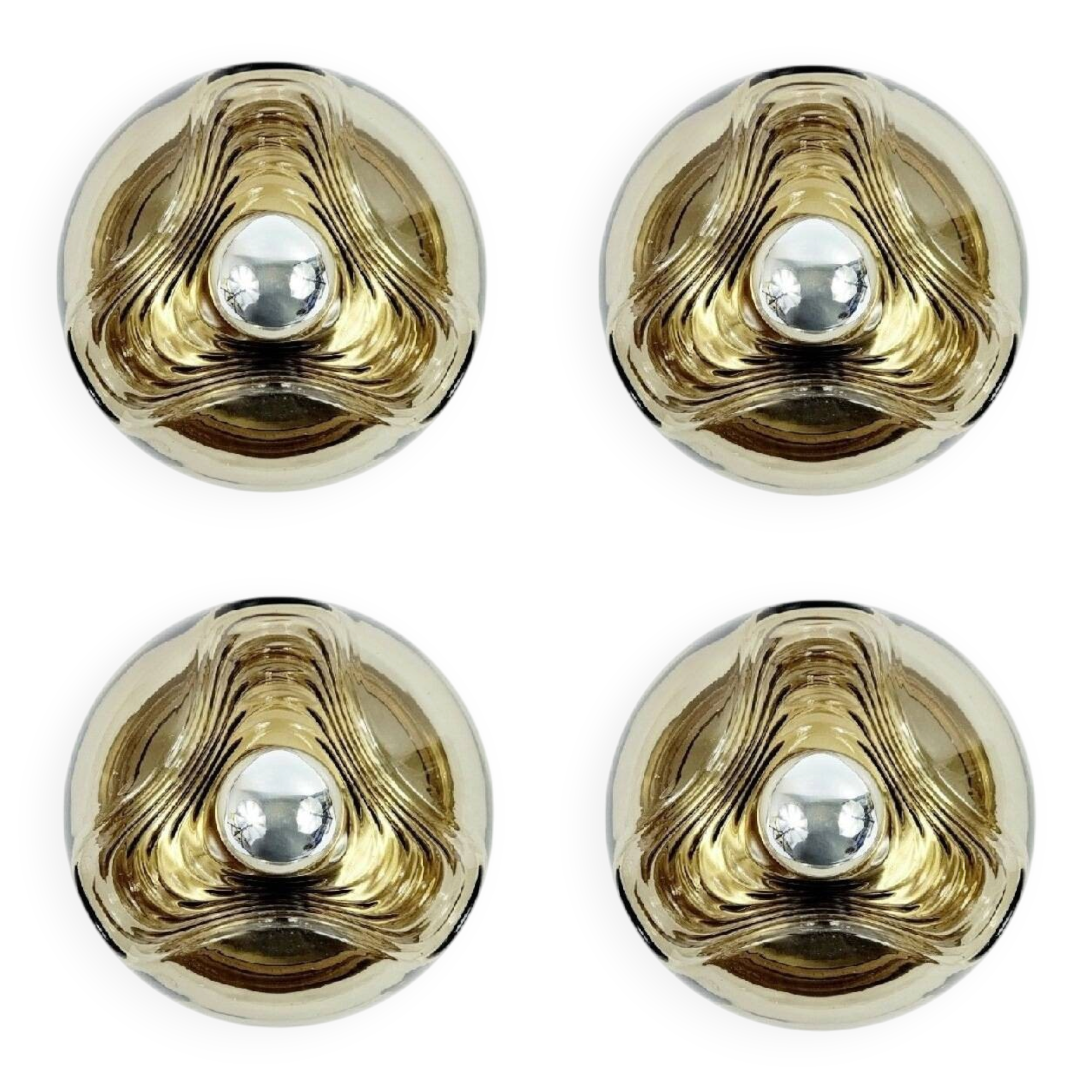 1 of 4 'Wave' Glass Wall Lamps by Koch & Lowy for Peill & Putzler, 1970s
