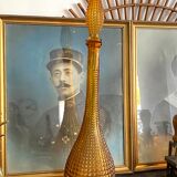 Vintage amber textured glass decanter