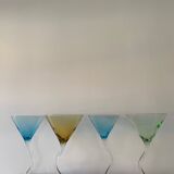 Set de 4 verres à cocktail dansant multicolor, 1990