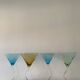 Set of 4 multi-colored dancing cocktail glasses, 1990