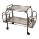 Vintage 1970s rolling dessert trolley in chrome metal and mirrored glass.