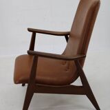 1960s Scandinavian Teak Armchair in Leatherette
