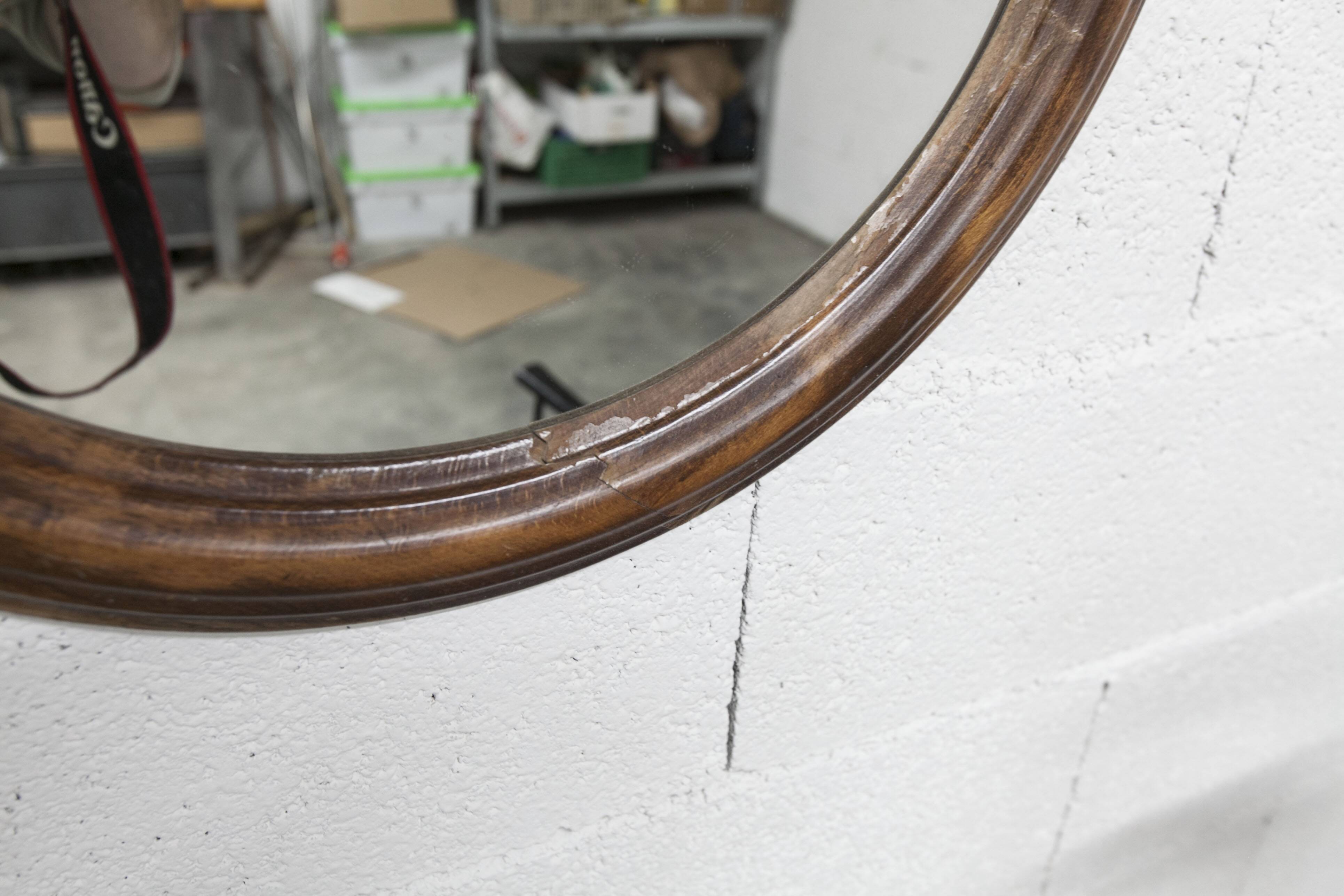 Round mirror, 1930s, wood, 58cm diameter