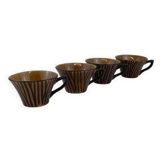 4 tasses made in france sarreguemines modèle domino