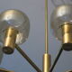 Mid-century 8-arm brass & glass chandelier