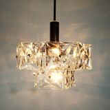 elegant 2-tier kinkeldey mid century PENDANT LIGHT crystal glass and chrome