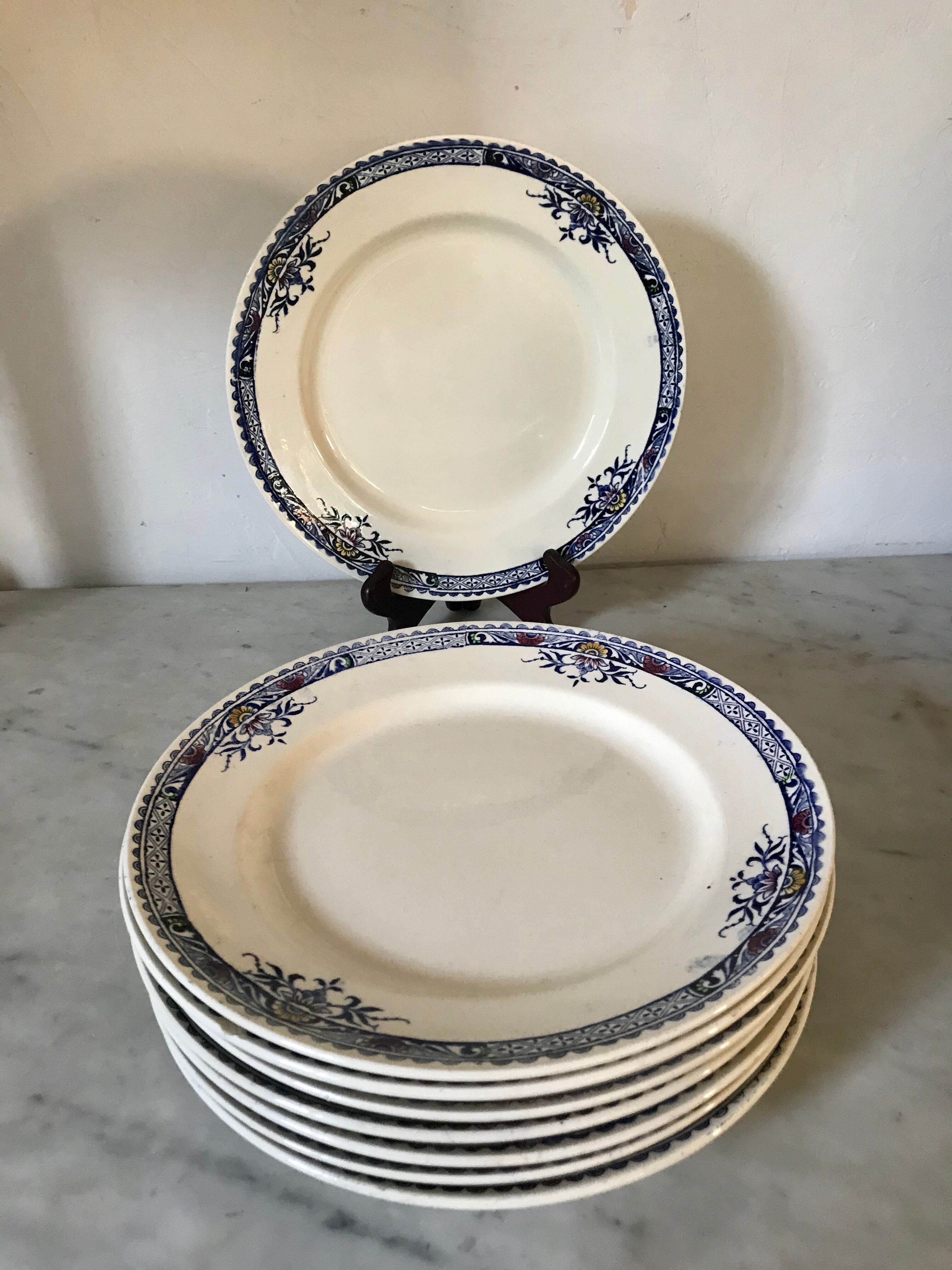 Lot de 8 assiettes Longchamp Lily, terre de fer