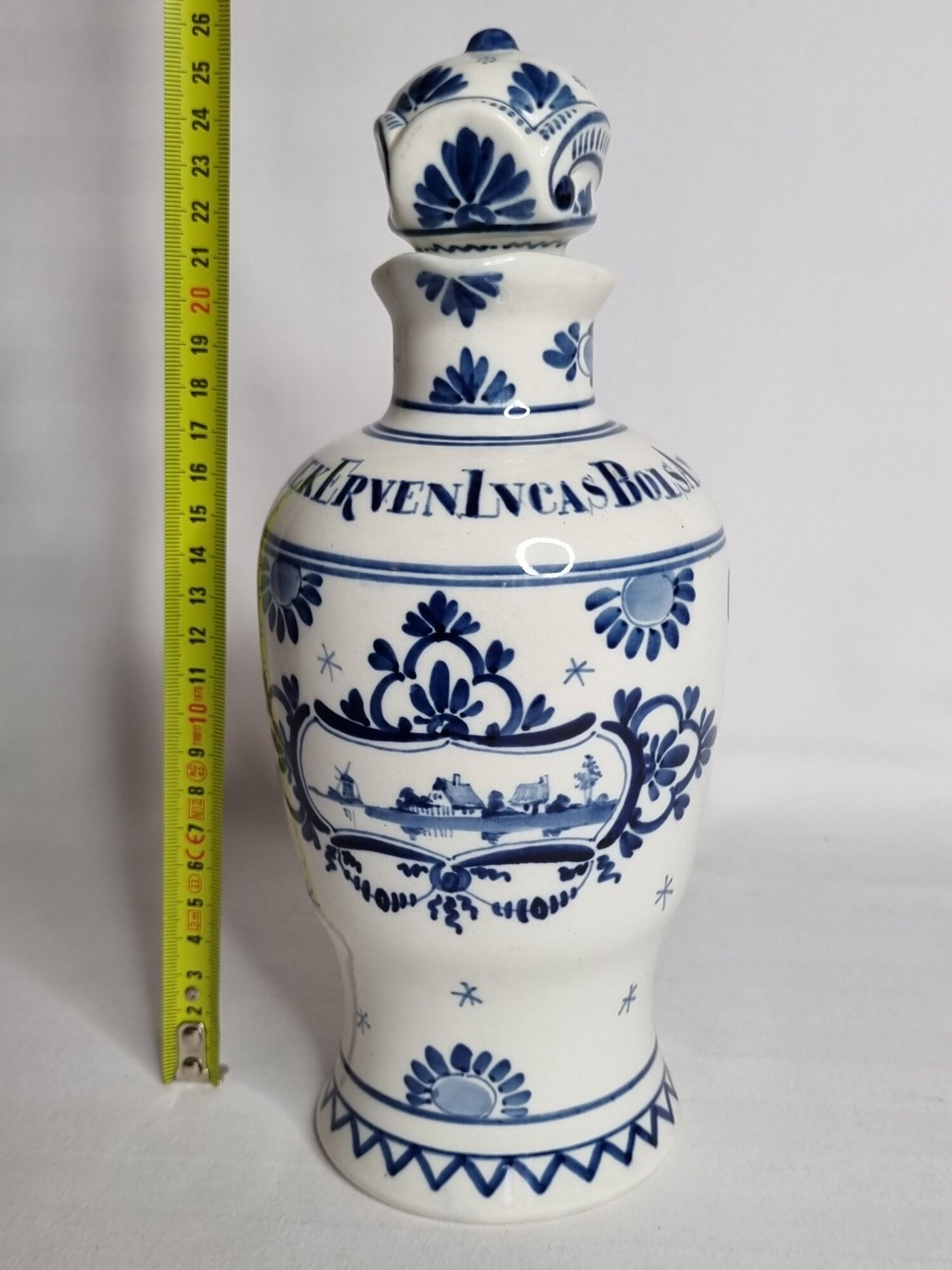 Delft ceramic bottle, Erven Lucas Bols, Amsterdam