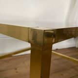 Table basse carré en laiton et verre fumé vintage