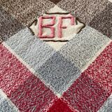 Vintage checkered tablecloth with BF monogram