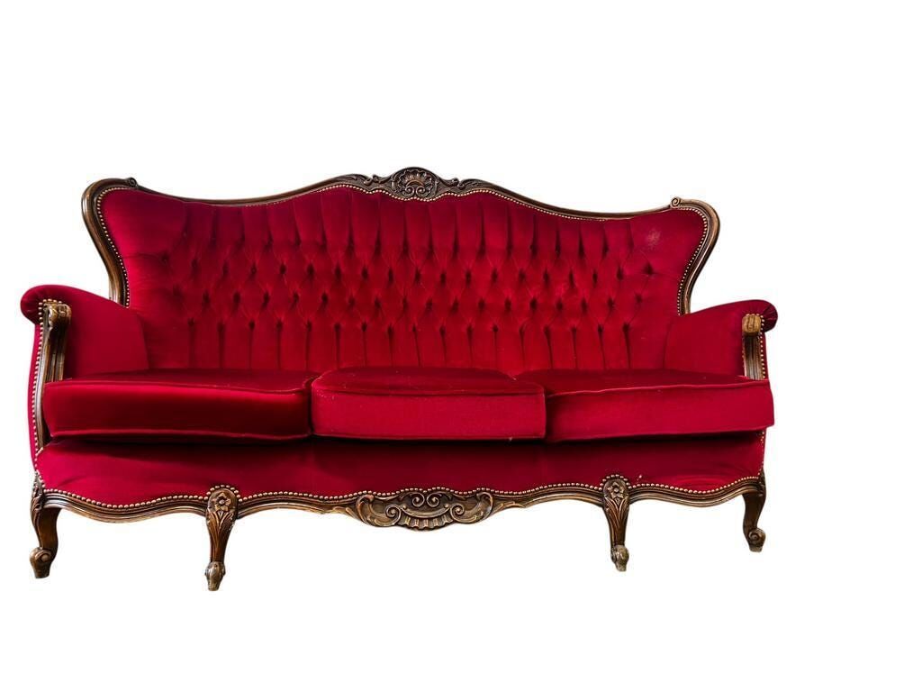 Vintage fuchsia baroque canapé / three-seater / sofa