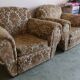 Paire de fauteuils club en tissu