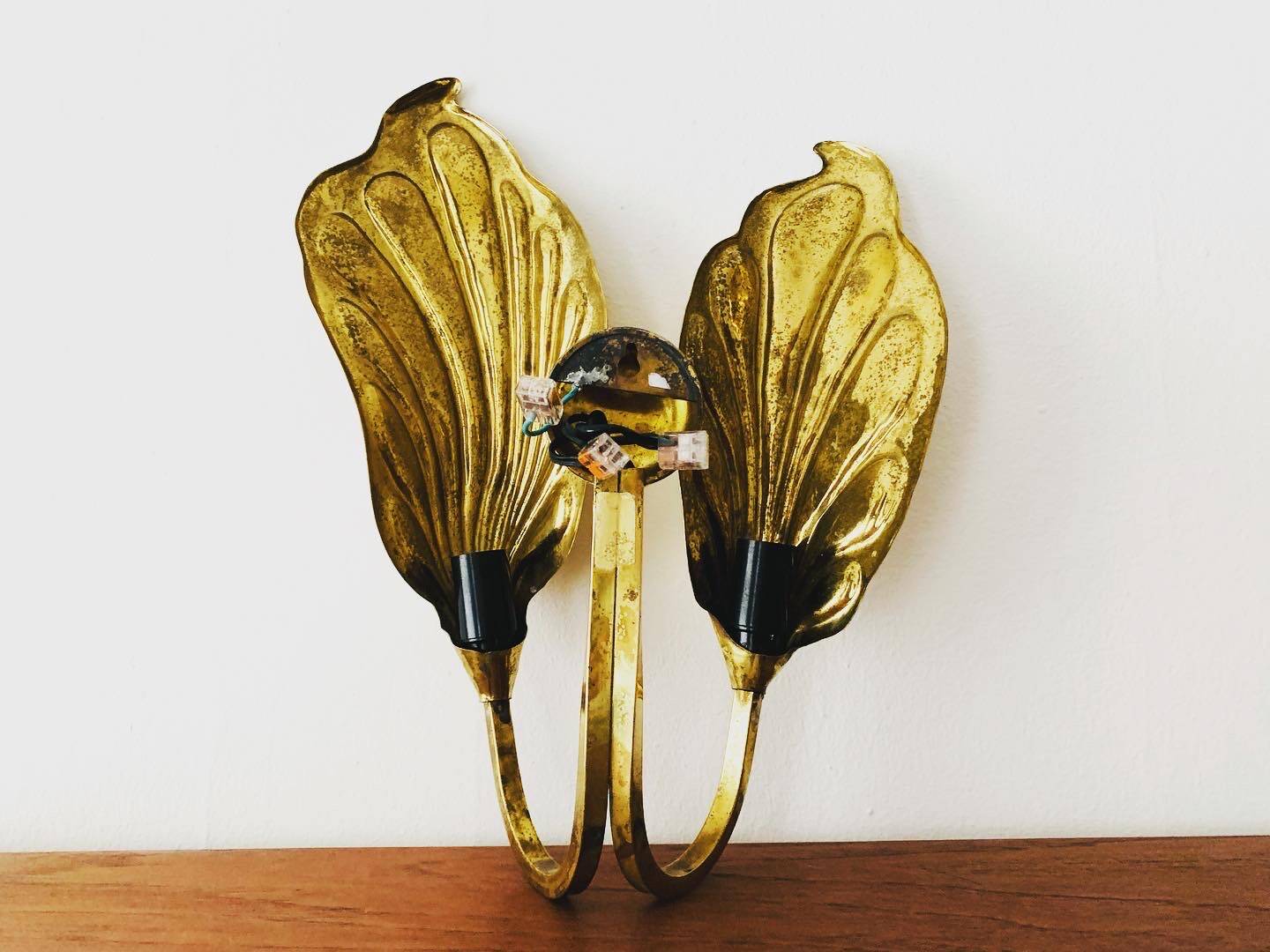 Italian Hollywood Regency Brass Sconce by Tommaso Barbi