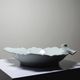 Large celadon porcelain vine leaf bowl by L. Michelaud, vintage Limoges