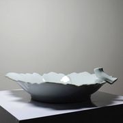 Coupe feuille de vigne vintage en porcelaine céladon de L. Michelaud Limoges