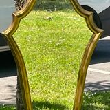Vintage mirror gilded wood and stucco, Louis XV style shell H 68 cm