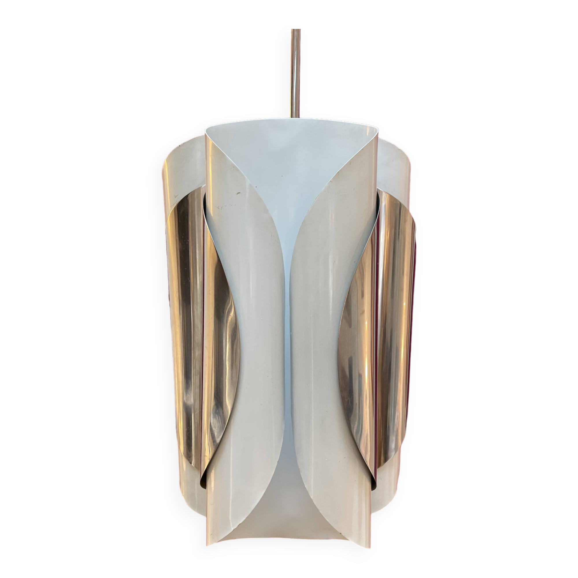 Chrome and bakelite pendant light, Italy, 1970s.