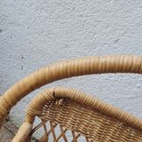 60s rattan magazine rack