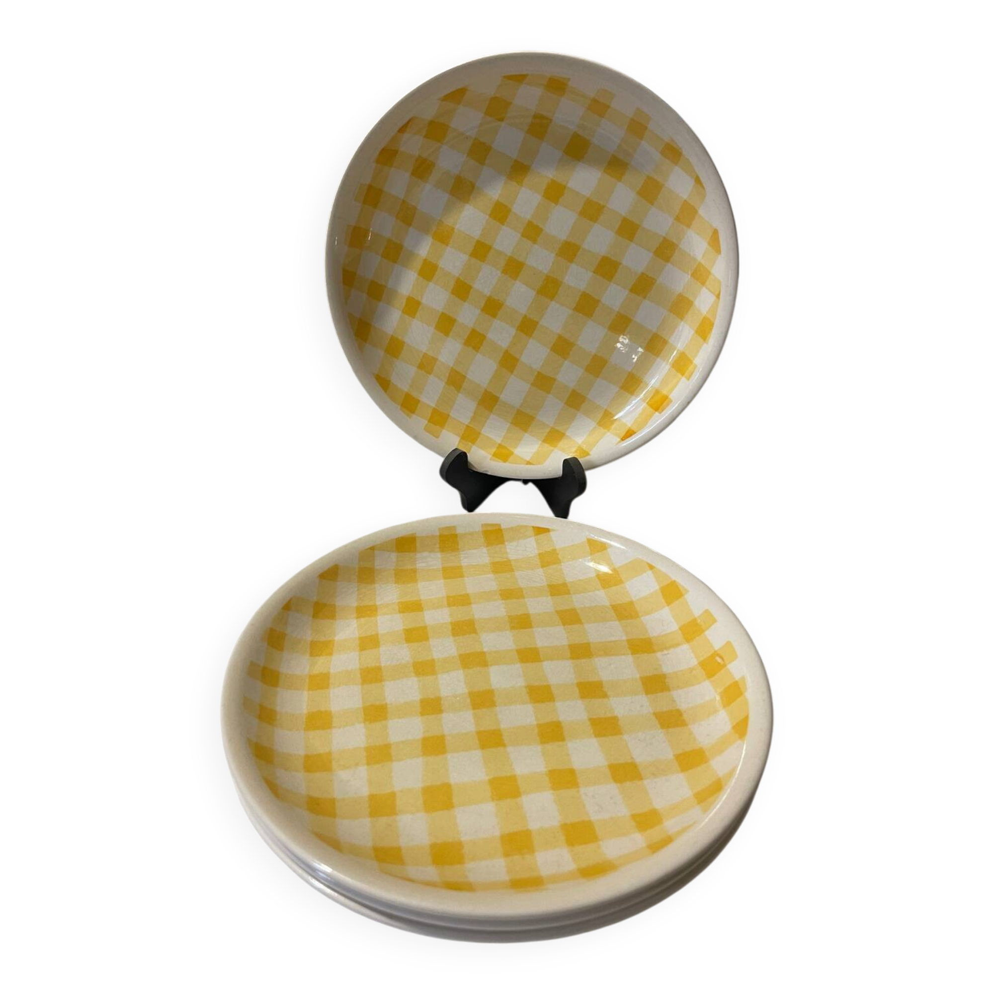 Set of 4 vintage Biltons plates – yellow checkered pattern – 26 cm