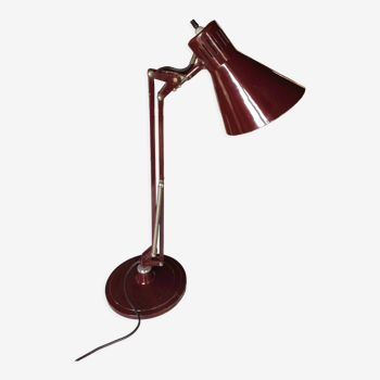 Lampe de bureau vintage orientable bordeau années 70,  de marque AIRIMIA