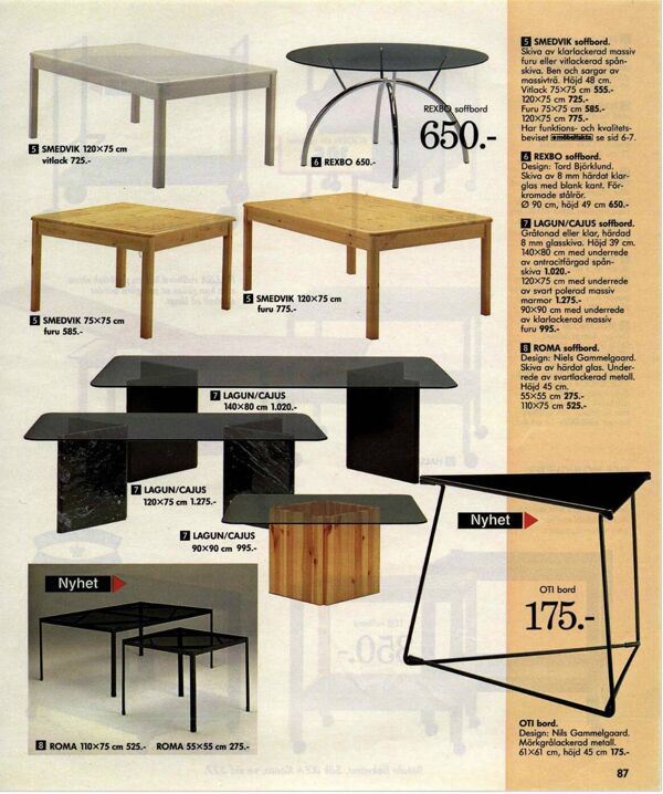 Table d'appoint triangulaire OTI Ikea par Niels Gammelgaard Circa 1980