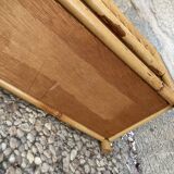 Vintage rattan wall shelf with mirror