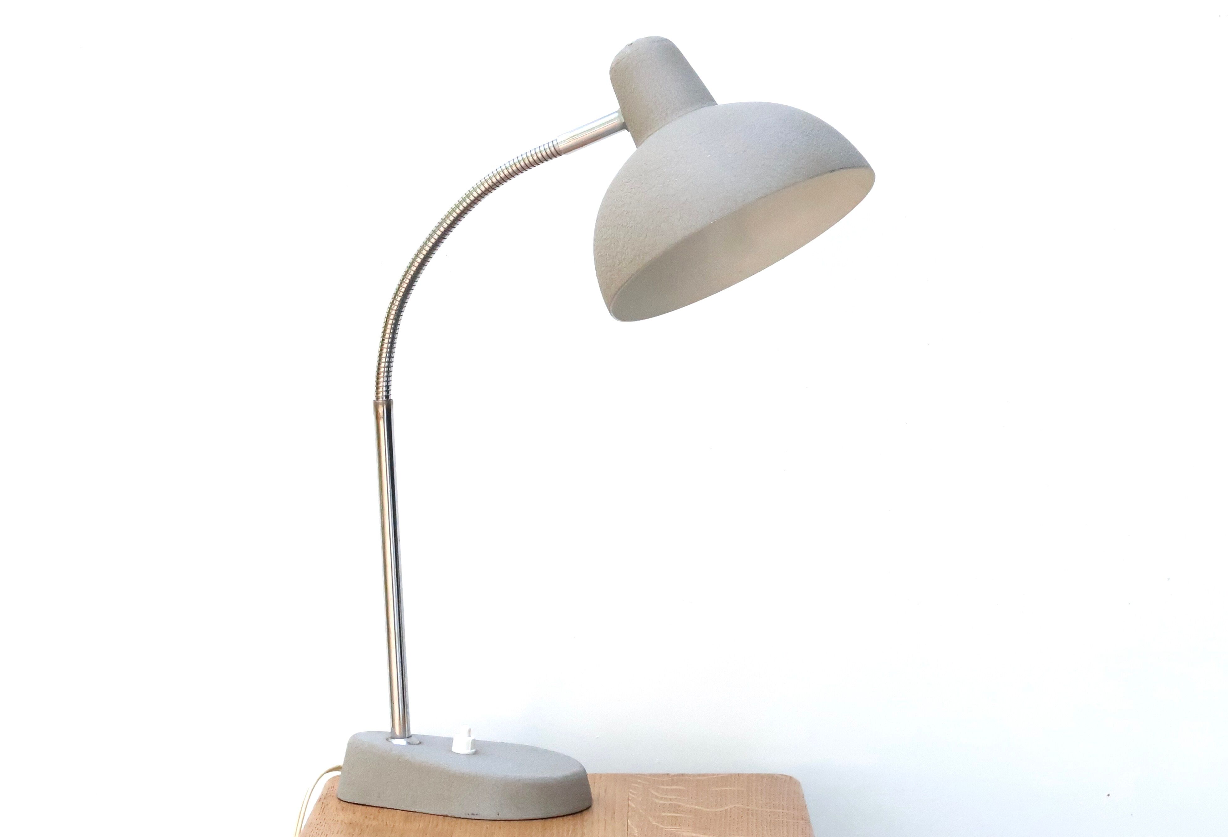 Articulated grey desk lamp, 50s